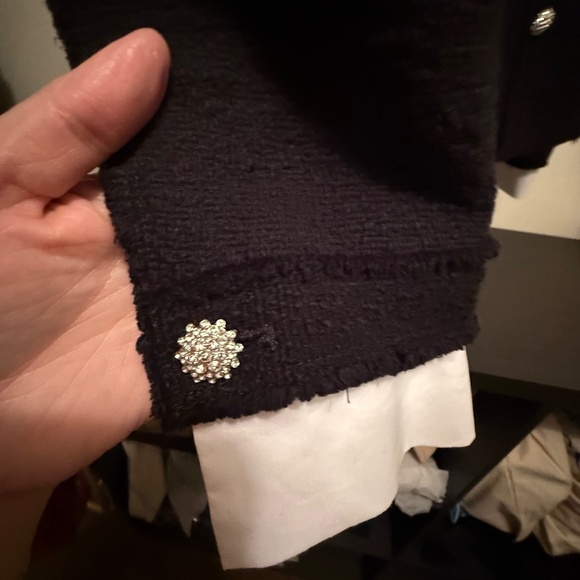 Rare Zara Black Textured Double-Breasted Blazer, with Diamanté Buttons - Sz XL - Picture 6 of 8